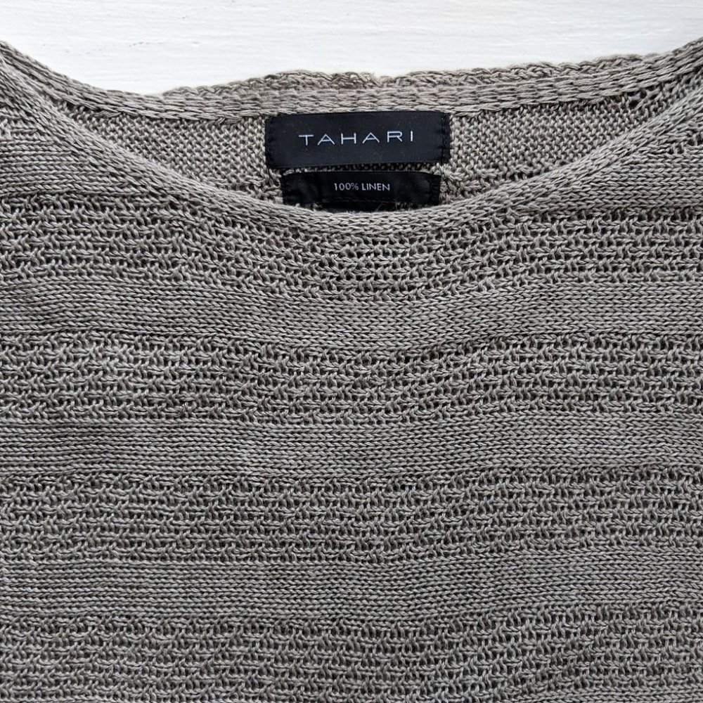 TAHARI Olive khaki LINEN Spring/Summer Textured Pu